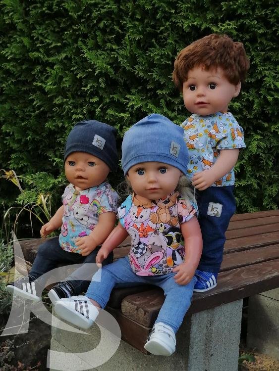 Legíny a čepice modrá jeans